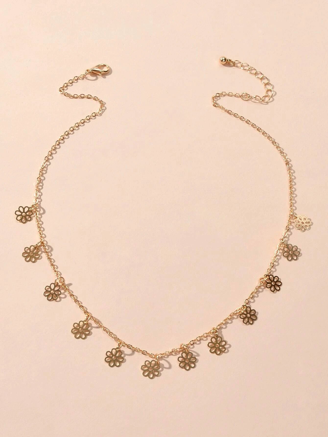 Minimalist Style Gold Silver Flower Charm Necklace Fashion Women Accessories-1