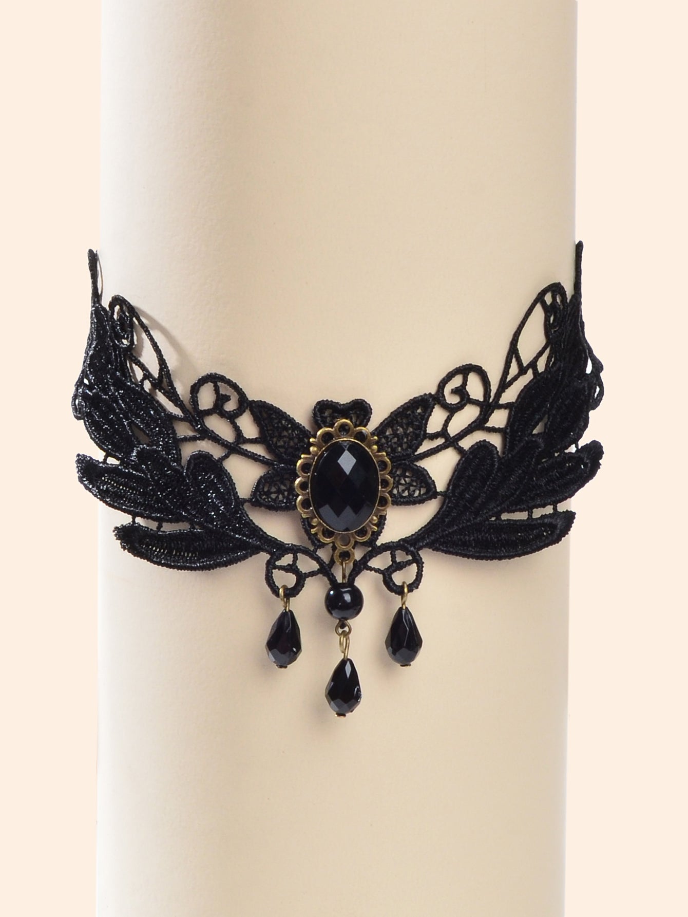 Black Hollow Collar Gothic Leaf Tattoo Lace Choker Costume Party Vintage Jewelry-2